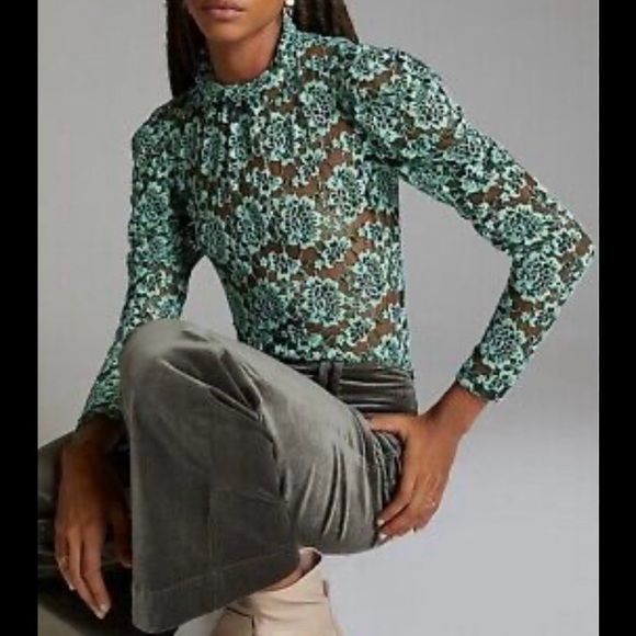 Dolan by anthropology Floral Lace Long Sleeve Top - Picture 1 of 6